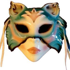 ABOUT FACE Ceramic MASK Wall Hanging Clay Art San Francisco 11/1991 Vintage